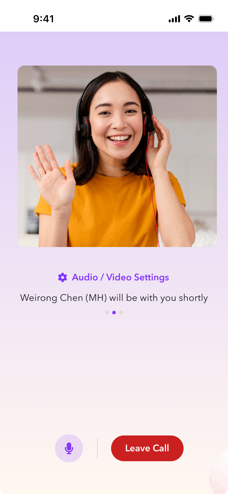 Mobile waiting room showing the provider will join shortly