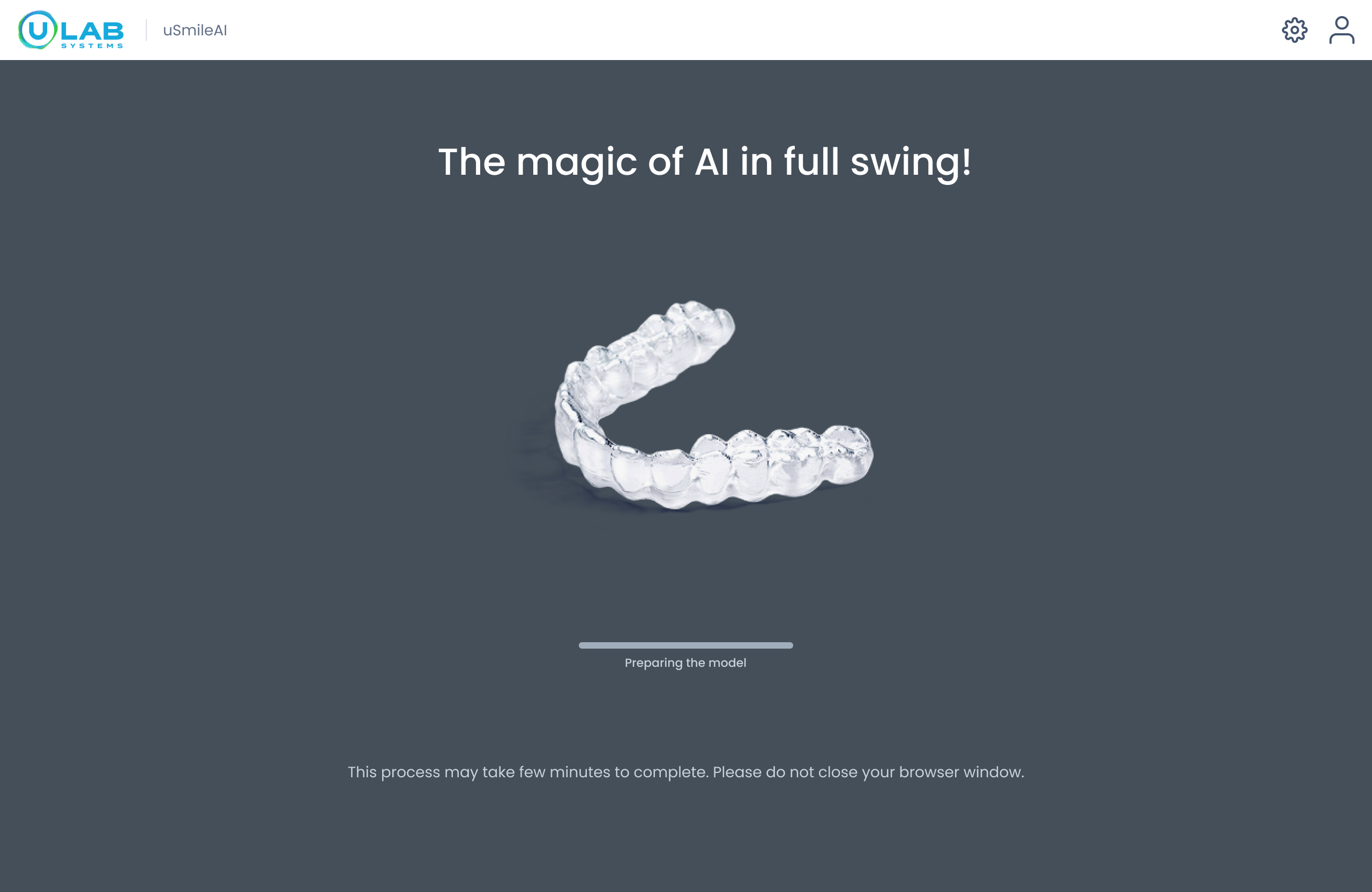 Concept before the conference showing AI preparing the dental model before the treatment workspace opens